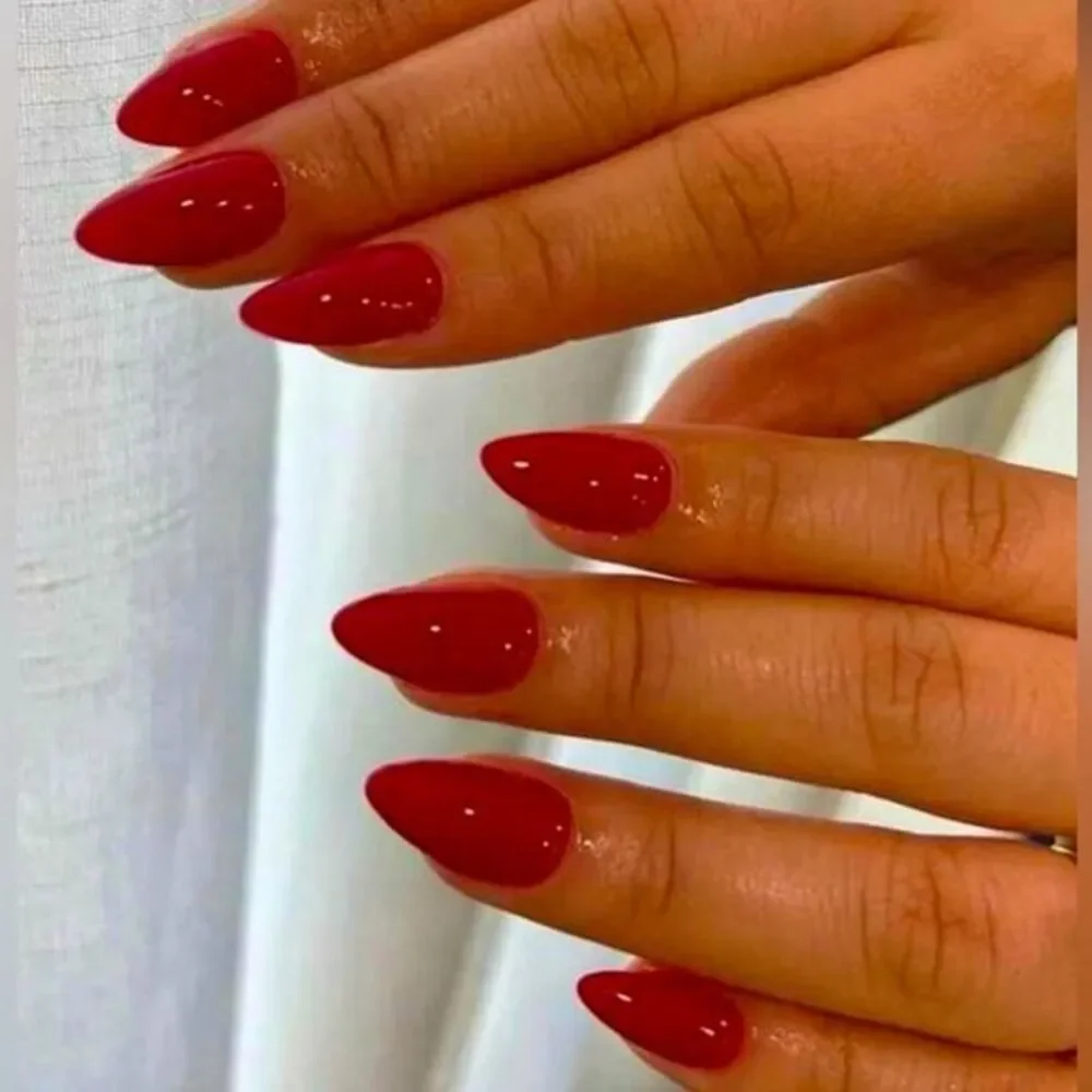 Mob Wife Sophisticated Elegant Red 24 Set Almond Shape Nails